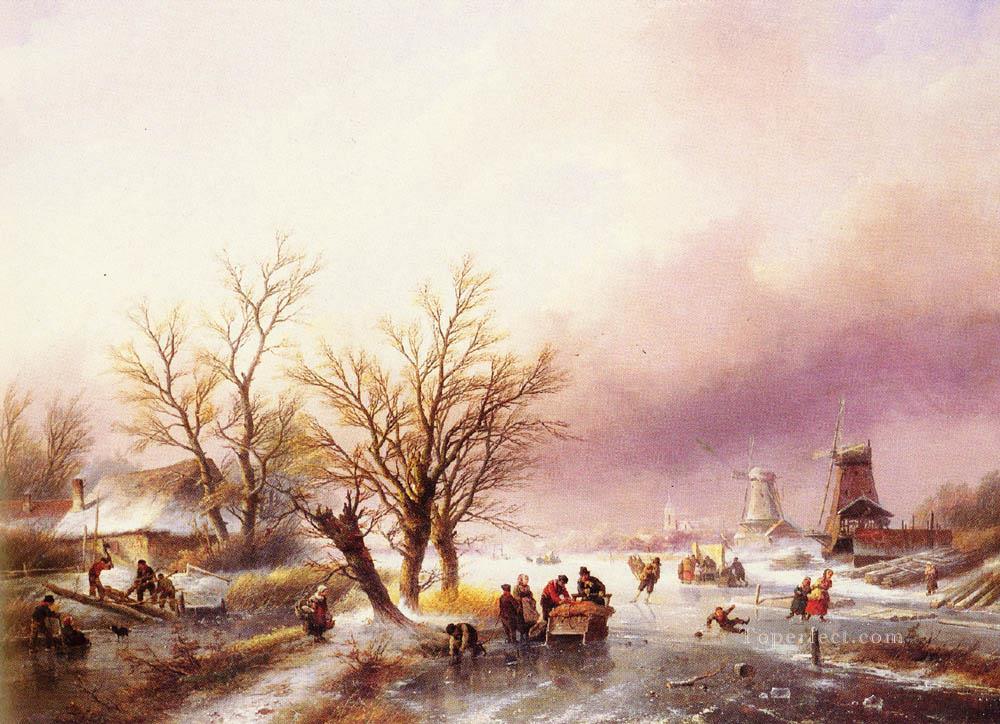 雪の風景 ヤン・ジェイコブ・コーエンラード・シュポーラー油絵